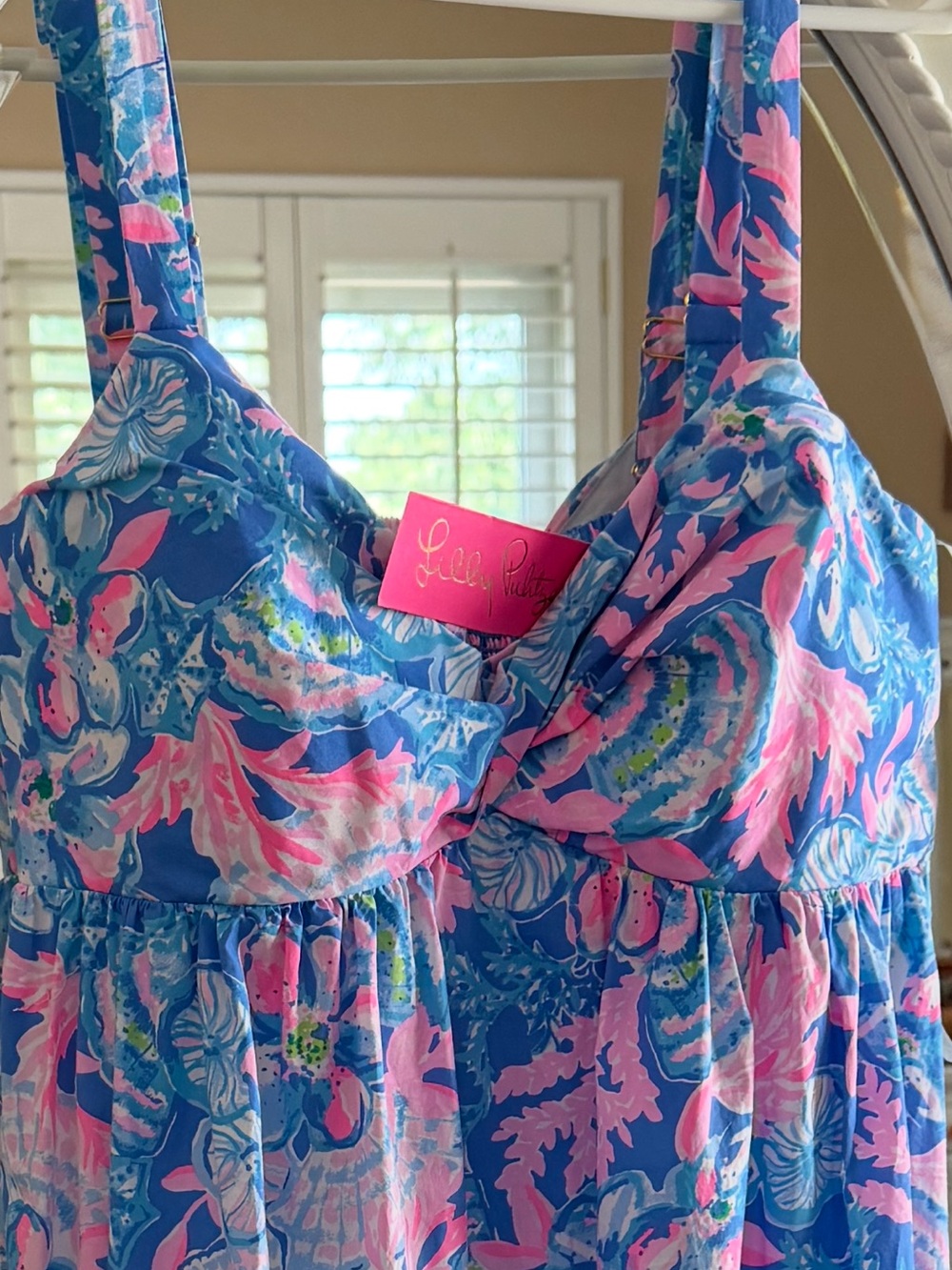 Lilly Pulitzer Azora cotton midi dress size 10 
Blue Tang Sitting Seaside